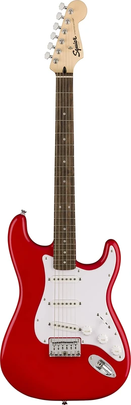 Squier by Fender Sonic Stratocaster HT Electric Guitar, Laurel Fingerboard, White Pickguard, Torino Red, Comes with Free Virtual Lessons