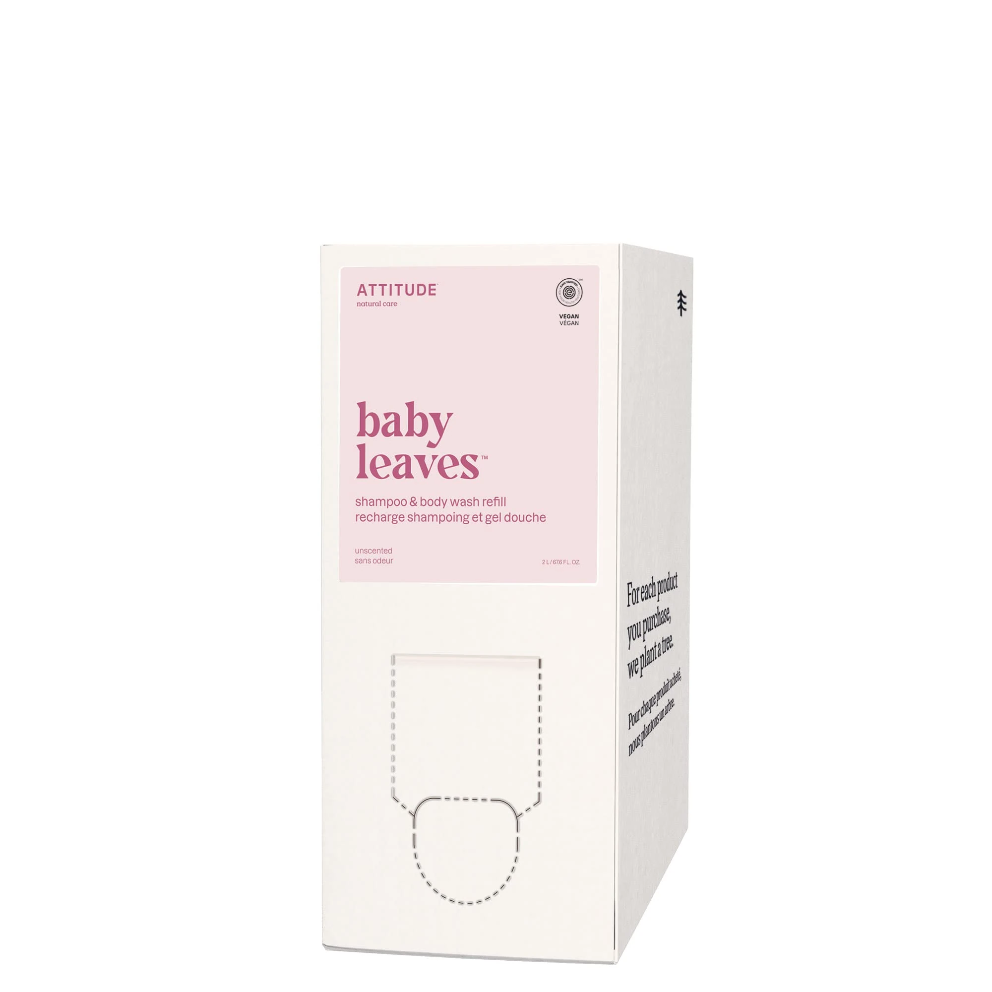 ATTITUDE 2-in-1 Shampoo and Body Wash for Baby, EWG Verified, Dermatologically Tested, Made with Naturally Derived Ingredients, Vegan, Unscented, Bulk Refill, 2 Liters