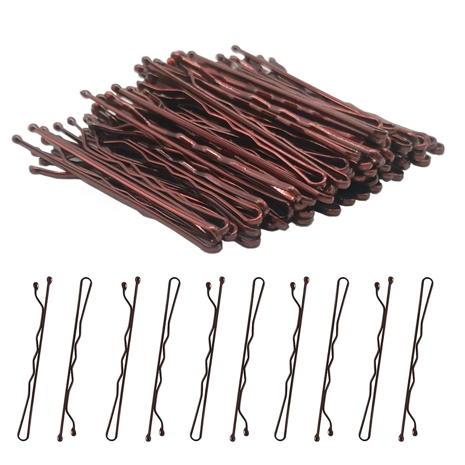 AnAsh Hair Pins 60 Pcs, Bobby Pins for Women, Hair Grips for Thick, Thin, Wavy, Curly, Long, Short Hair, Hair Clips for Styling Sectioning, Wearing, Casual, Party, Travel, & Weddings (Brown)