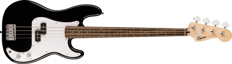 Squier by Fender Sonic Precision Electric Bass Guitar, Laurel Fingerboard, White Pickguard, Black