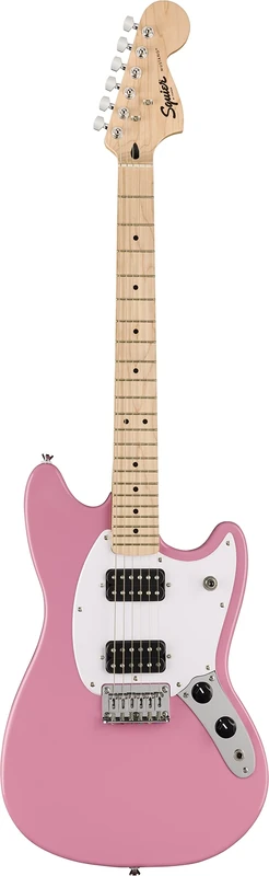 Squier by Fender Sonic Mustang® HH Electric Guitar, Maple Fingerboard, White Pickguard, Flash Pink, Comes with Free Virtual Lessons