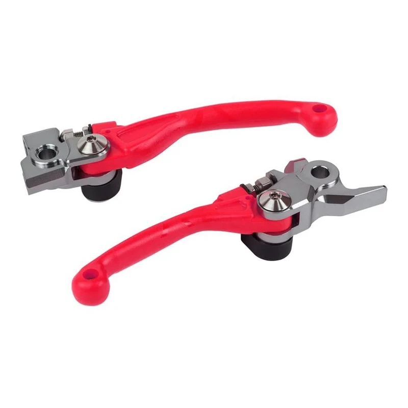 POLISPORT 8487200003 Folding Lever Set Milled from High-Quality Aluminium with Adapter Compatible with Honda Motorcycles in Red