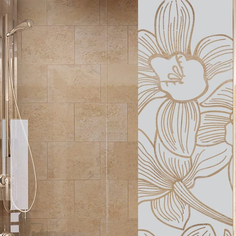 Anti-Blackout Window Film – Orchid Flower 1 – Self-Adhesive Privacy Screen Stickers for Windows and Shower Doors – 55 x 185 cm - Image 1