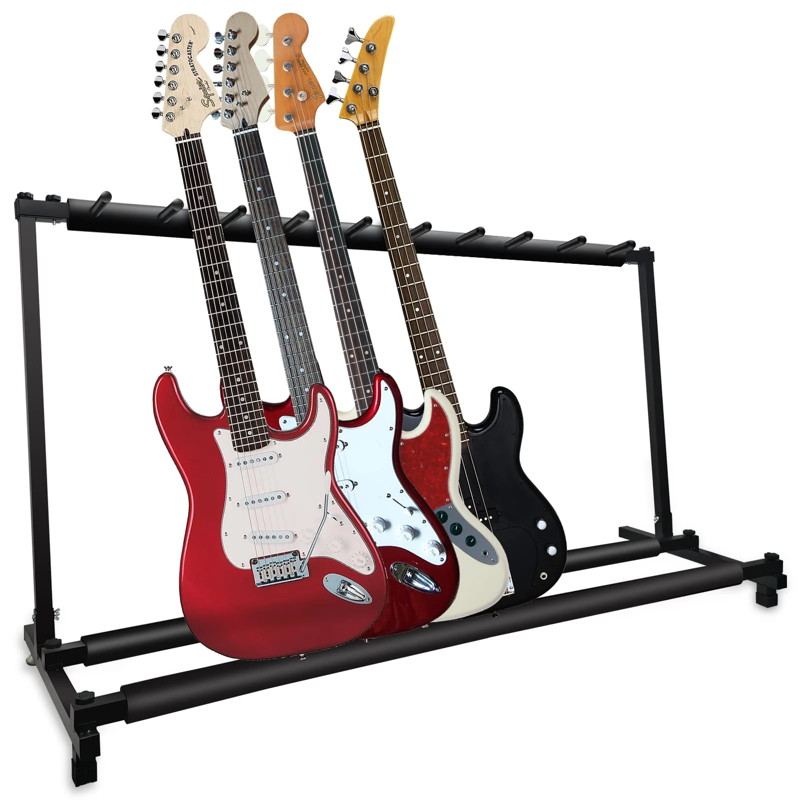 GeeWin Multi Guitar Stand, 9 Guitar Stand Rack, Folding Guitar Stand, Guitar Rack for Multiple Guitars for Acoustic, Electric Guitar, Bass, Guitar Holder Stand, Multiple Guitars Display (9 Holder)