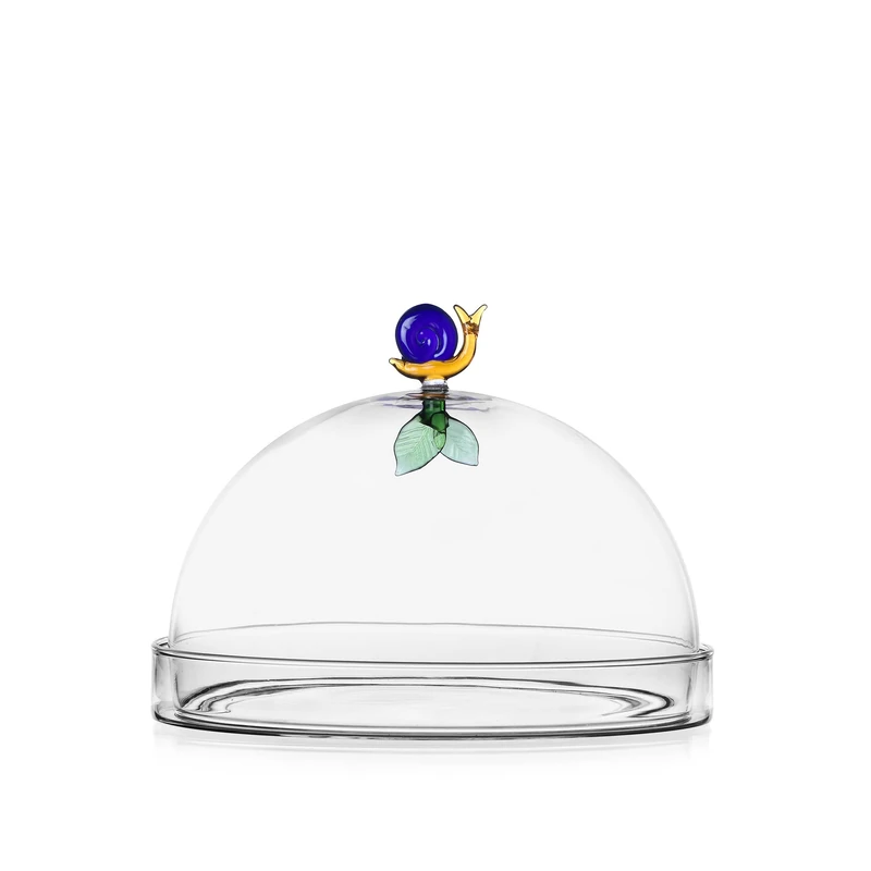 Ichendorf Milano Dome with Snail Plate and Leaf | Animal Farm Collection | D 20 cm | Borosilicate Glass | Handmade