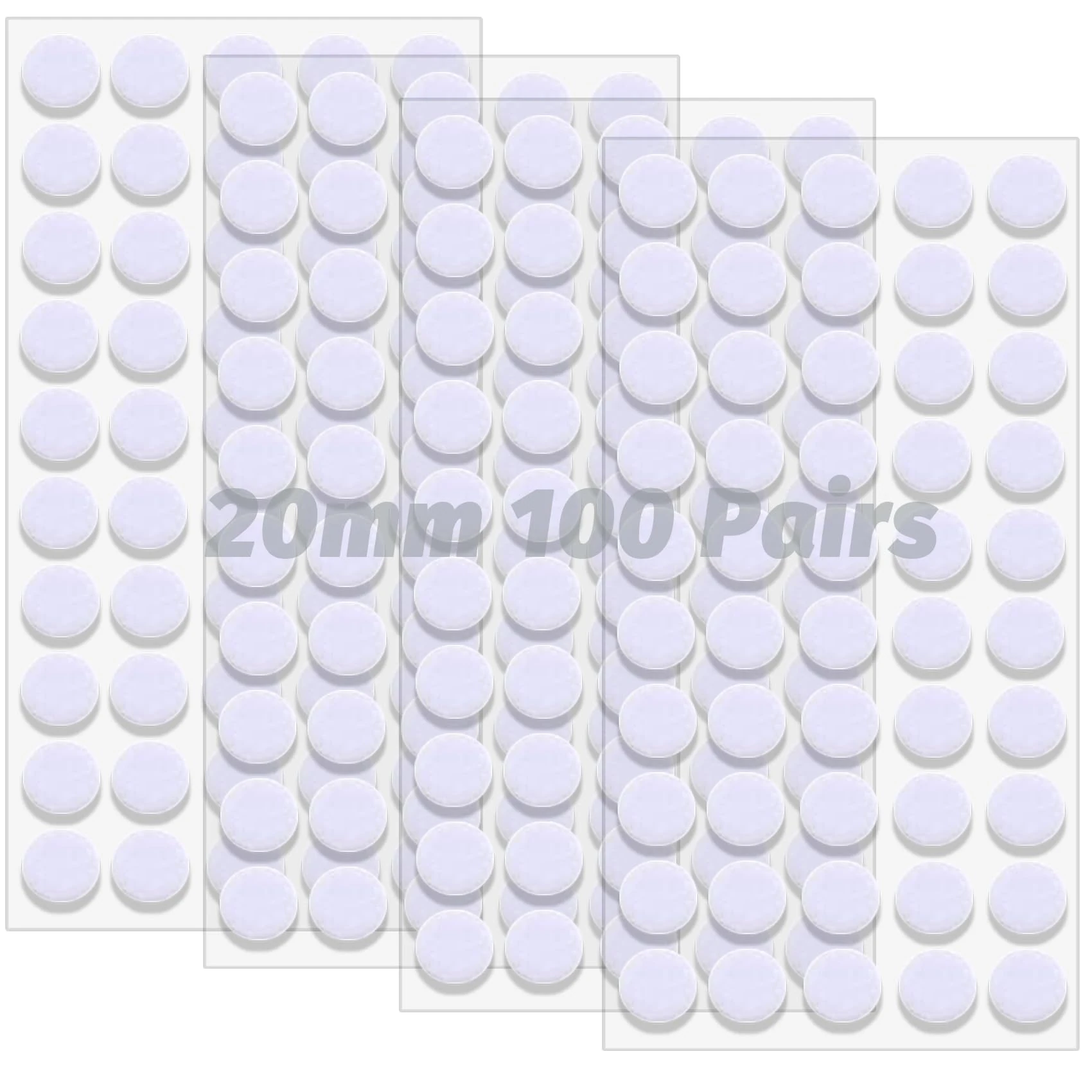 vgggrd 100 Pairs Self-Adhesive Hook and Loop Dots 20 mm, Self Adhesive Sticky Hook and Loop Fastener, Velcro Glue Dots for Crafts on Paper, Plastic, Glass, Leather, Metal (White)