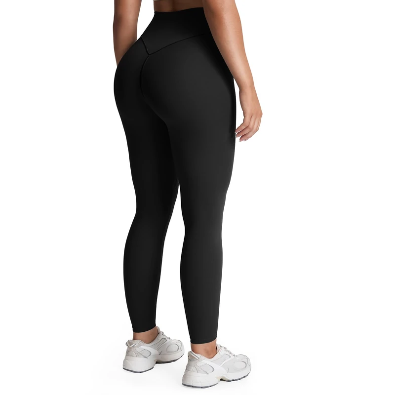 Aoxjox High Waisted Workout Leggings for Women Tummy Control Buttery Soft Yoga Metamorph Deep V Pants 27", Black, XL