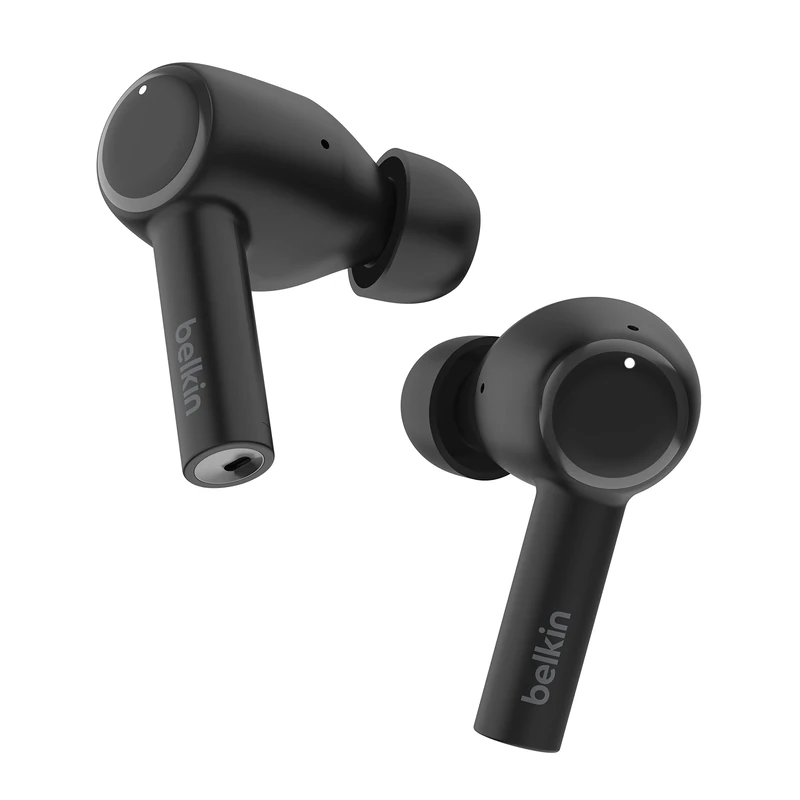 Belkin SoundForm™ Pulse Noise Cancelling Earbuds, Wireless Ear Buds with Wireless Charger Case & Three Microphones per Earbud - IPX5 Water Resistant Bluetooth Headphones for iPhone & Samsung - Black