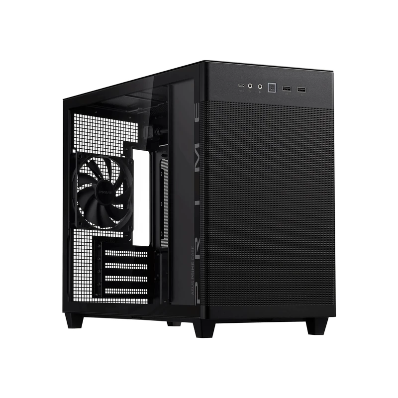 ASUS Prime AP201 TG 33-litre MicroATX Case (Supports up to 360mm Radiator and Graphics Cards up to 338mm long, Quasi Filter Mesh Panels, Tool-free Tempered Glass Side Panel) Black