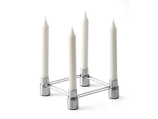 F OG H OF SCANDINAVIA Celebrate Link 28521 Four Glass Candlestick Silver - Image 1