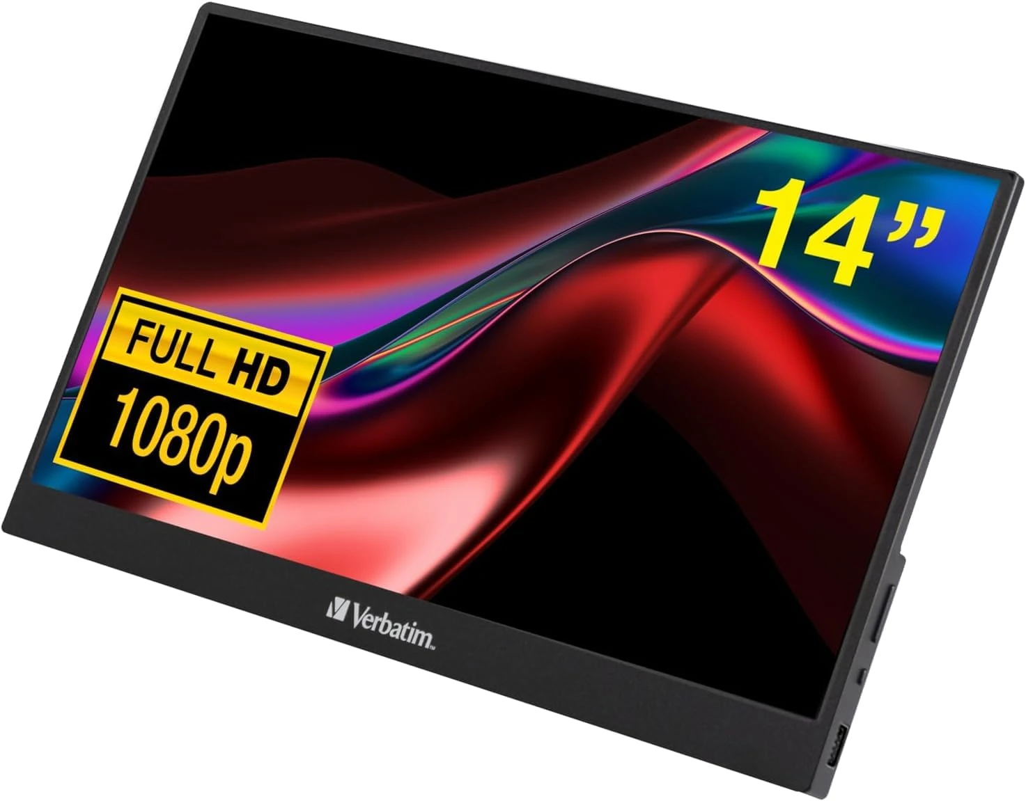 Verbatim PM-14 Portable Monitor, 14" 1080P Full HD @ 60Hz, HDMI/Type-C/USB-C for Laptop/PC/Mac/PS3/4/5/Xbox/Phone - Works with Windows, Mac OS & Android