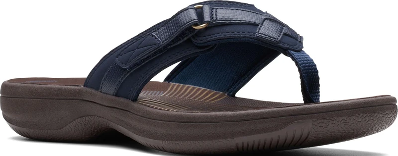 Clarks Women's Breeze Sea Flip-Flop, Navy Synthetic/Brown Sole, 6 UK