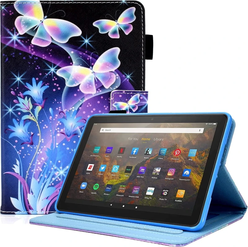 AUSMIX for Amazon Kindle Fire HD 8 Case & 8 Plus Tablet Case (12th/10th Generation, 2024/2022/2020 Release), Premium PU Leather Folio Case Slim Smart Cover with Auto Wake/Sleep, Dream Butterfly