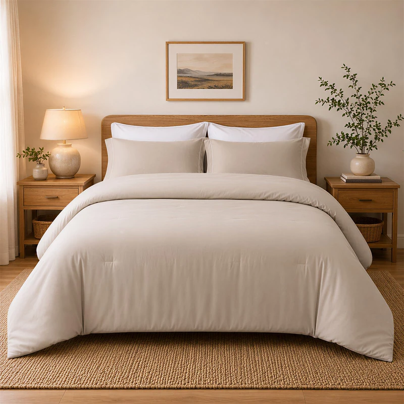 weigelia King Size Comforter Set 7 Pieces Oatmeal Comforter Set King Bed in a Bag Soft Fluffy Bedding Comforter with Sheets, Pillow Shams and Pillowcases for All Season