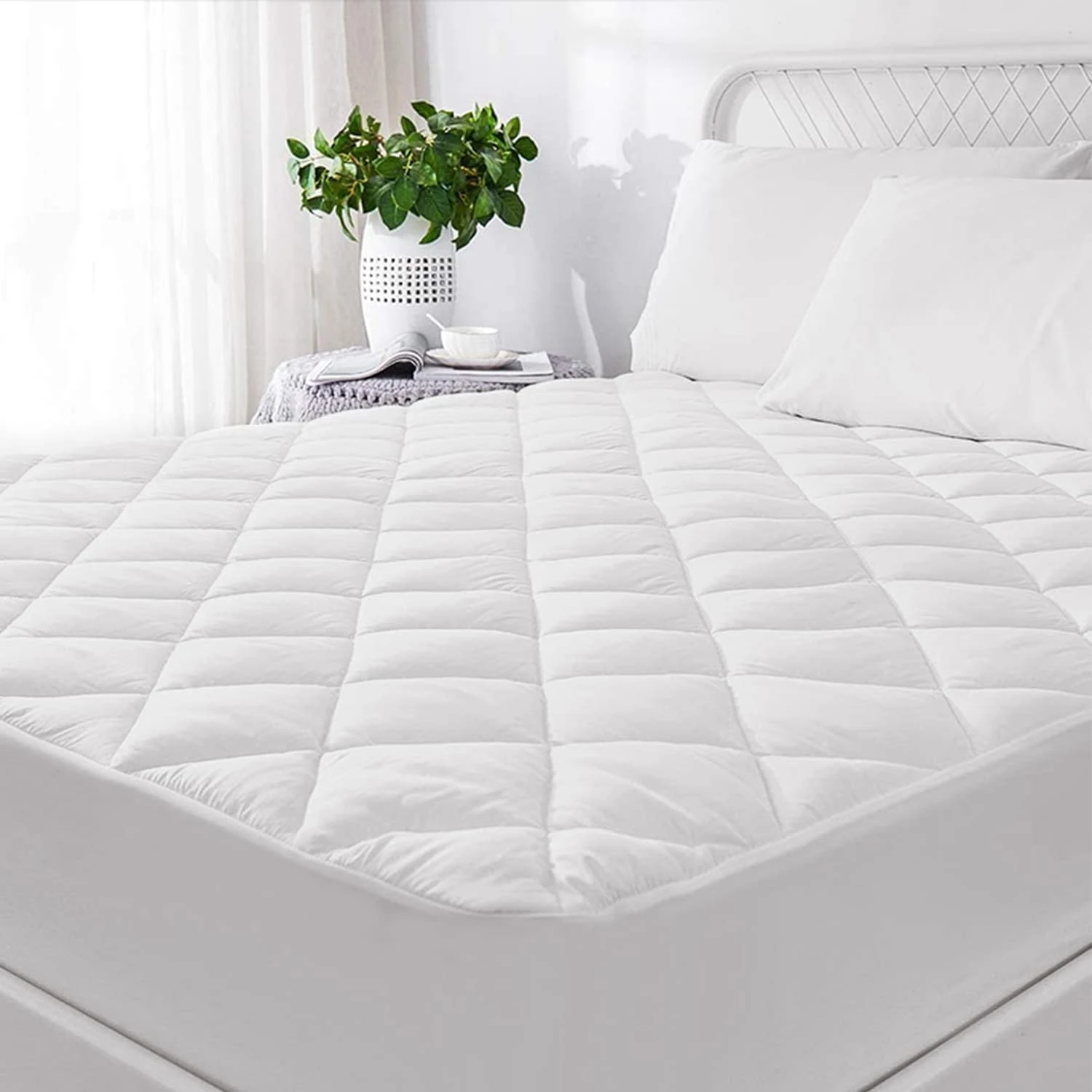 Hafaa Single Mattress Protector Extra Deep 30 Cm Bed Fitted Stretch Skirt Quilted Mattress Pad Single Bed Anti Allergy Microfiber Fitted Mattress Cover (90 x 190 Cm)
