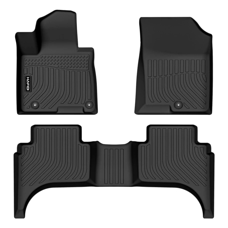 HAFIDI Car Floor Mats Custom for Hyundai Santa Cruz 2023 2022 All Weather Protection TPE Heavy Duty Non-Slip Automotive Floor Liners Fits Front 2nd Row Full Set Accessories, Black