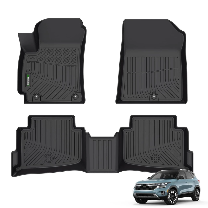 ANBINGO®-Floor Mats Custom for Kia Seltos 2024, 2023-2021 All-Weather Protection Mats TPE Anti Slip Automotive Floor Liners Fits Front& 2nd Row Full Set Accessories Black