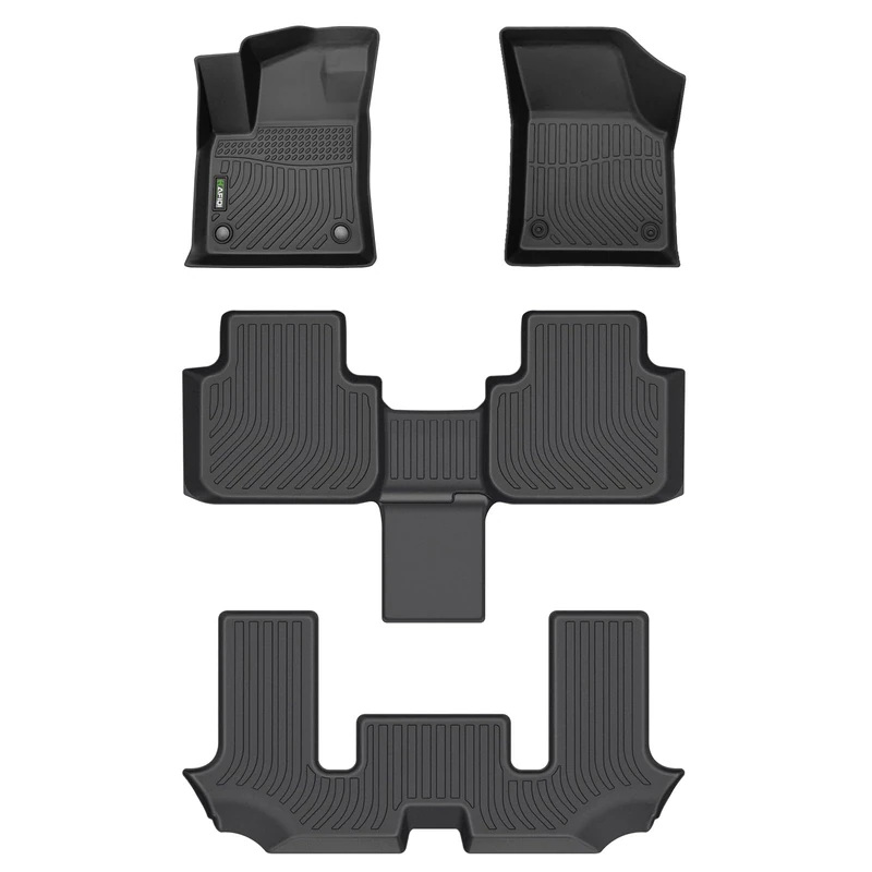 HAFIDI Floor Mats Custom for Volkswagen Atlas 2023-2018 (6 Seat Bucket Seating) All Weather Protection TPE Heavy Duty Automotive Floor Liners 1st& 2nd& 3rd Row Full Set Accessories-Black