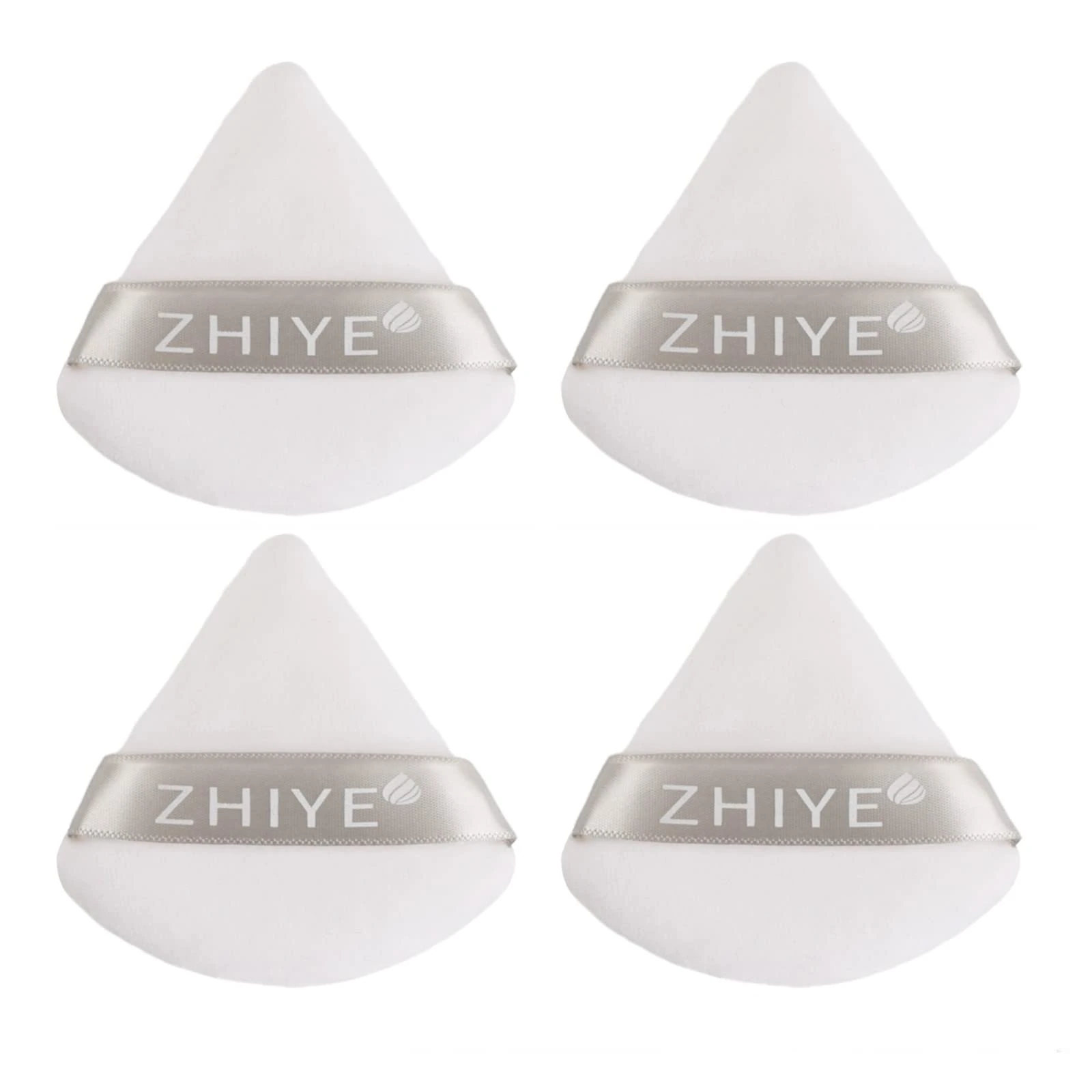 ZHIYE 4pcs Triangle Powder Puffs, Reusable Face Makeup Puff, Multifunctional Facial Makeup Tool Wet, Dry Dual-Use Makeup Sponge for BB CC Cream Liquid Foundation(White)