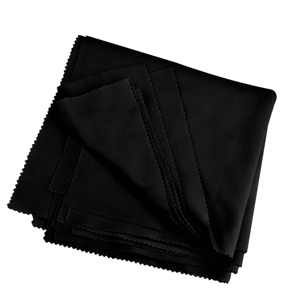 VCRANONR 10 Pcs Record Cleaning Cloth 11.8x11.8inch Large Anti-Static Microfiber Towel Lint Free Cleaner for Records, Mobile Phones, Tablets, Glasses, Camera Lenses, Watches, Computer Screens(Black)