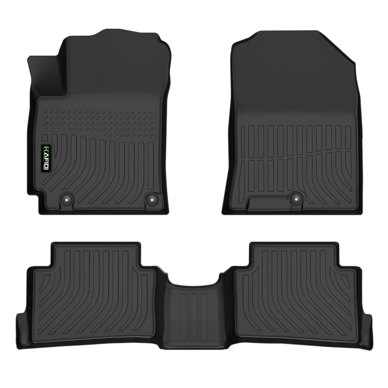 HAFIDI Floor Mats Custom for Hyundai Kona 2018-2023 (No Electric Models) All Weather Protection TPE Heavy Duty Non-Slip Automotive Floor Liners Fits Front& 2nd Row Full Set Accessories, Black