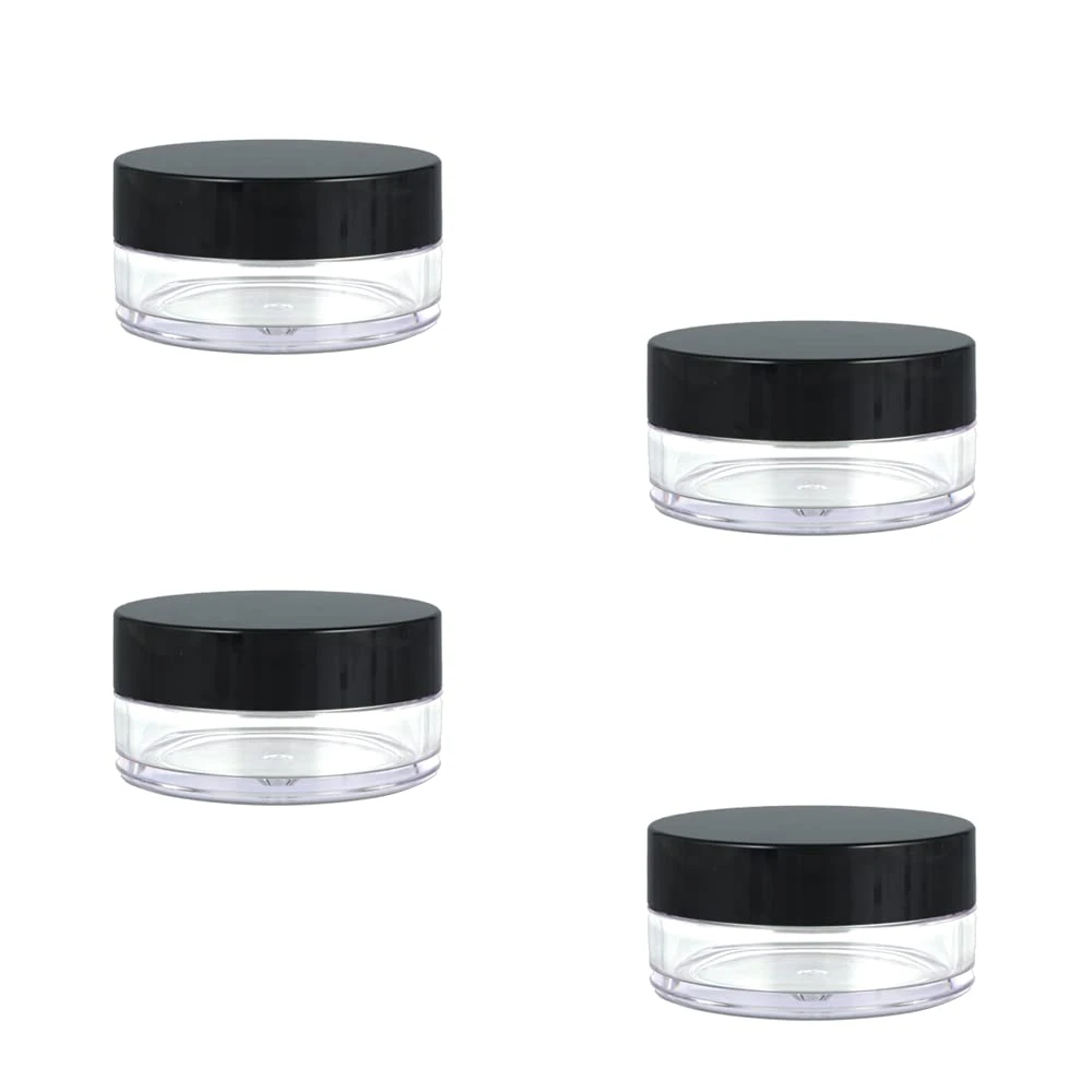 Empty Sample Pots, 4 Pcs Empty Plastic Cosmetic Jars, Clear Travel Cosmetic Container, Mini Cosmetic Containers, for Face Creams, Sample, Make-Up