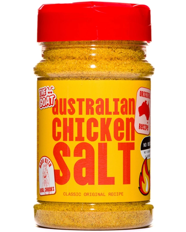The GOAT Australian Chicken Salt - the original umami bomb for chips, chicken and almost anything. Jumbo 300g Shaker. The Authentic Aussie recipe.
