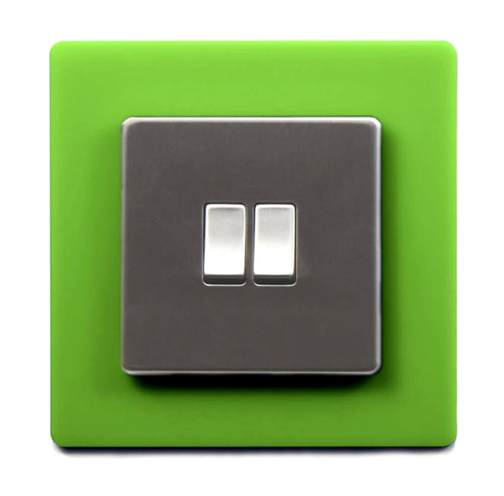 Double & Single Light Switch Surround Acrylic Finger Plate Panel Socket Multiple Colours (Single, Lime Green)