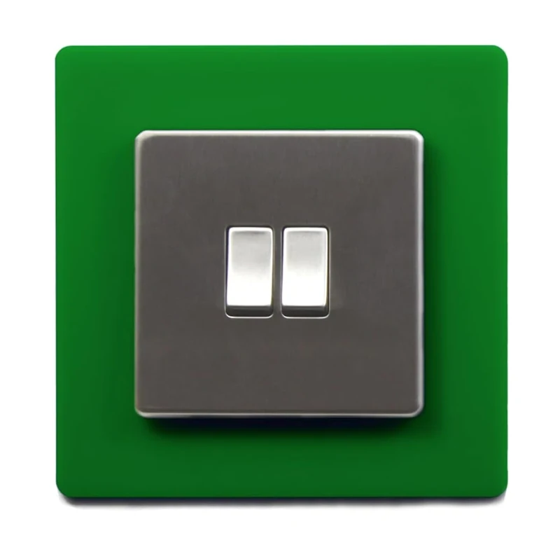Double & Single Light Switch Surround Acrylic Finger Plate Panel Socket Multiple Colours (Single, Mid Green)