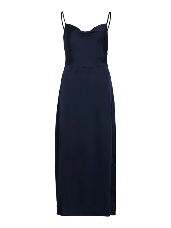 Vila VIRavenna Women's Maxi Strappy Long Evening Dress with Deep Back, Blazer Navy, 10