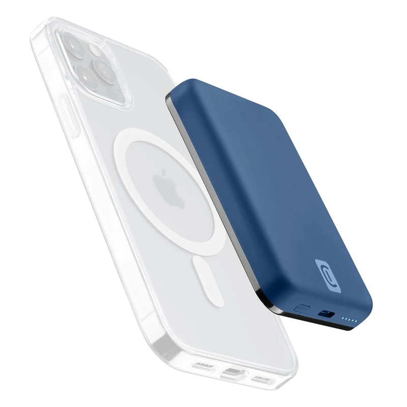 Cellularline | Wireless Powerbank MAG 5000 | Portable Charger Compatible with Mag Safe Ecosystem - Capacity 5000mAh - 7.5W Wireless Charging - 1 x USB-C 18W - For iPhone 12 and above - Blue
