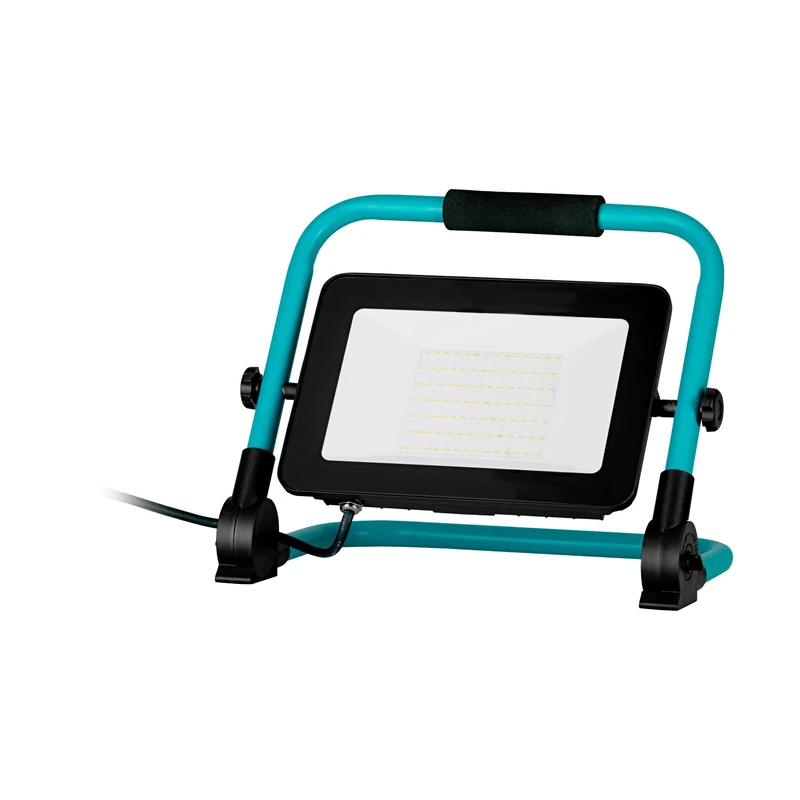 EGLO LED Outdoor Construction Spotlight, Aluminium and Plastic Portable Work Light, Job site Lighting in Turquoise and Black, swivelling Workshop lamp, IP65, Neutral White, 9000lm