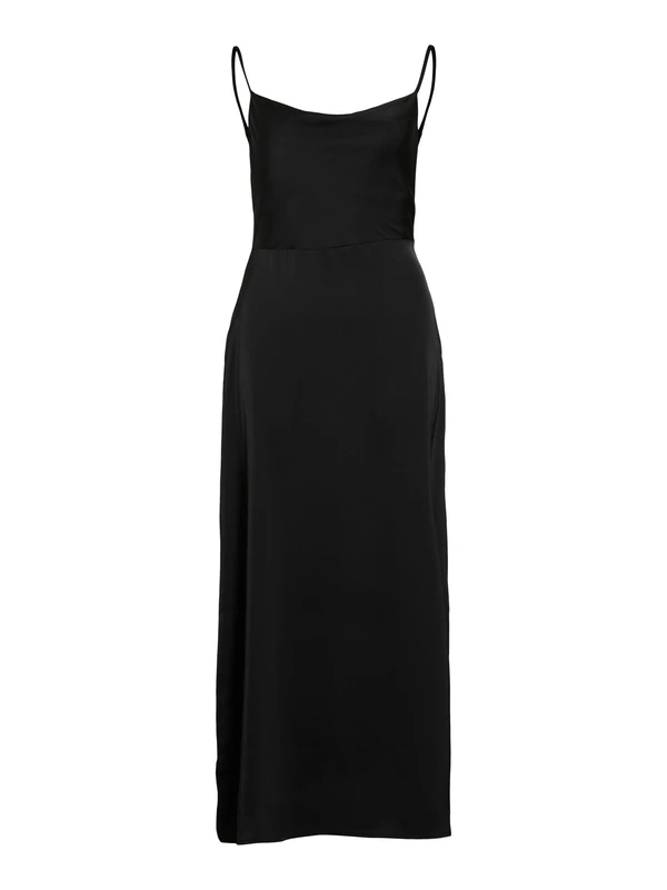 Vila VIRavenna Women's Maxi Strappy Long Evening Dress with Deep Back, Black, 10