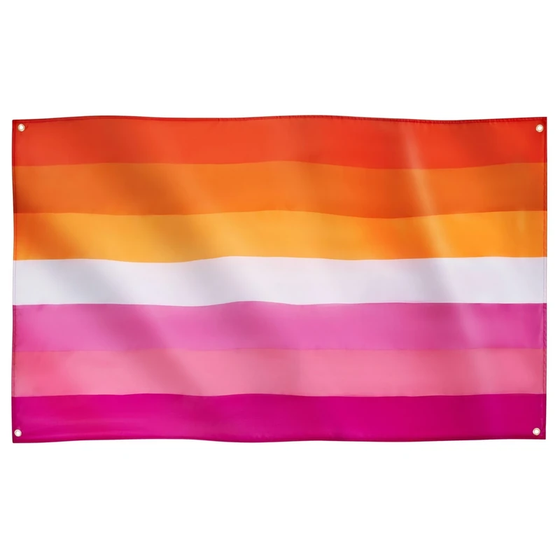 Runesol Lesbian Flag, 91x152cm, (3ft x 5ft) Lesbian Pride Banner, Pride Flag, 4 Grommets, Eyelet in Every Corner, LGBTQ+, Parade, Festival, Party, Carnival, Premium Flags, Inside, Outside
