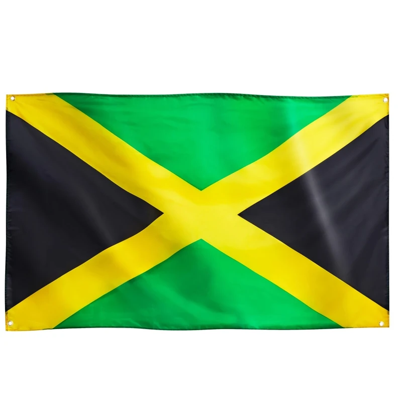 Runesol Jamaica Flag, 91x152cm, (3ft x 5ft) Jamaican Banner, 4 Grommets, Eyelet in Every Corner, Olympics Celebration, Flag Jamaica, Premium Flags, Inside, Outside, Vivid Colours