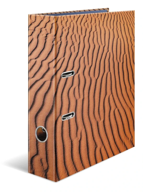 HERMA 19651 Folder A4 Natural Sand, Pack of 5, 7 cm Wide, Cardboard Folder with Inner Print for School and Office, Sturdy Children's Ring Binder Set Made of Cardboard for Boys and Girls