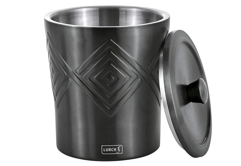 LURCH 240795 Double-Walled Stainless Steel Ice Bucket for Keeping Ice Cubes 1500 ml Smokey Grey