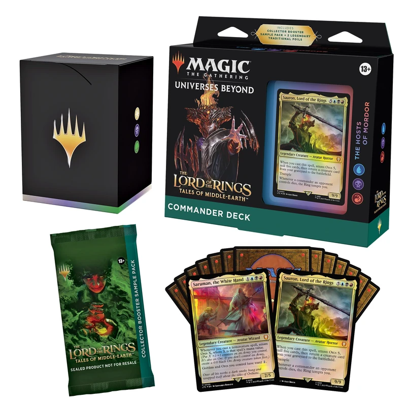 Magic: The Gathering The Lord of the Rings: Tales of Middle-earth Commander Deck - The Hosts of Mordor (100-Card Deck, 2-Card Collector Booster Sample Pack + Accessories)