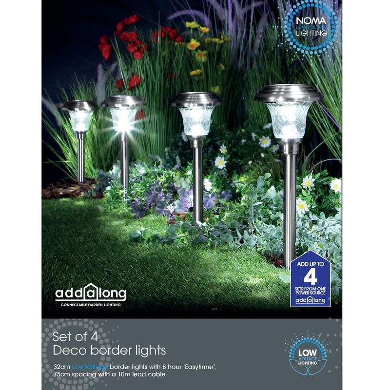 Noma Connectable Deco Border Lights - Set of 4, Silver