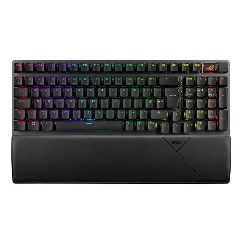 ASUS ROG Strix Scope II 96 Wireless Gaming Keyboard, Tri-Mode Connection, Dampening Foam & Switch-Dampening Pads, Hot-Swappable Pre-lubed ROG NX Snow Switches, PBT Keycaps, RGB-Black, UK Layout