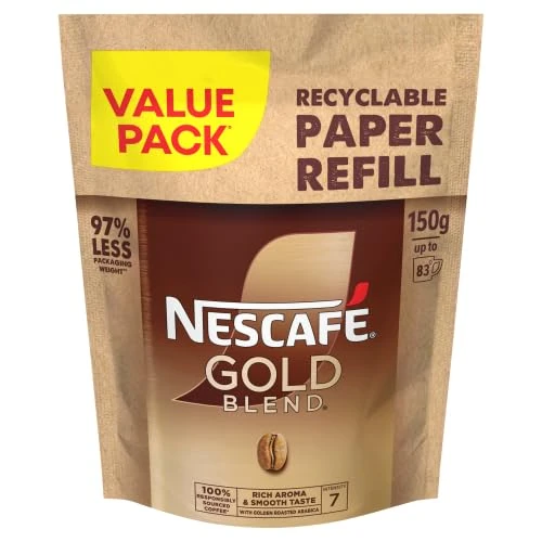 NESCAFÉ Gold Blend Refill 150g | 5 Packs | 416 Cups | Rich and Smooth Coffee | Premium Quality Instant Coffee for a Perfect Cup
