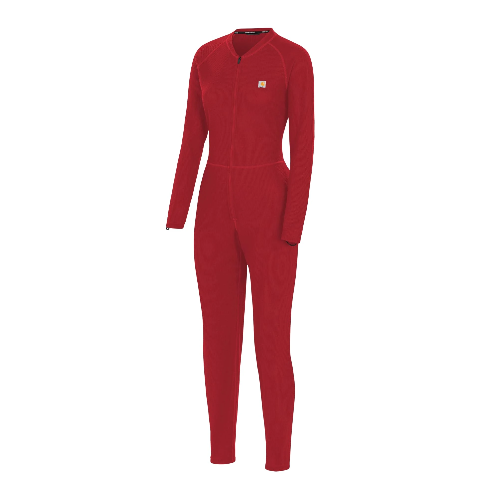 Carhartt Women's Midweight Cotton Blend Waffle Zip Front Union Suit, Red, S