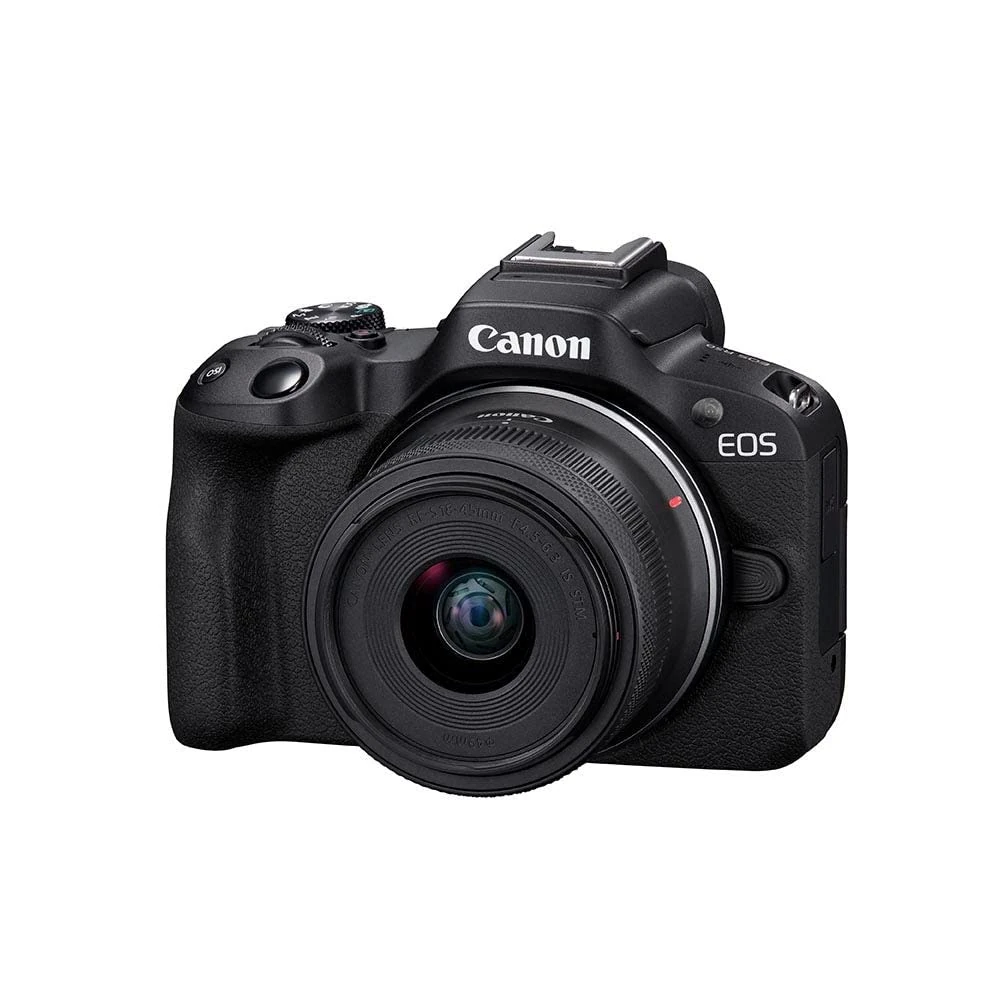 Canon EOS R50 + RF-S18-45mm F4.5-6.3 is STM Lens Mirrorless Camera Vlogging Camera, 24.2 MP, 4K Video, Subject Detection & Tracking, Compact, Smartphone Connection, Content Creator - Black