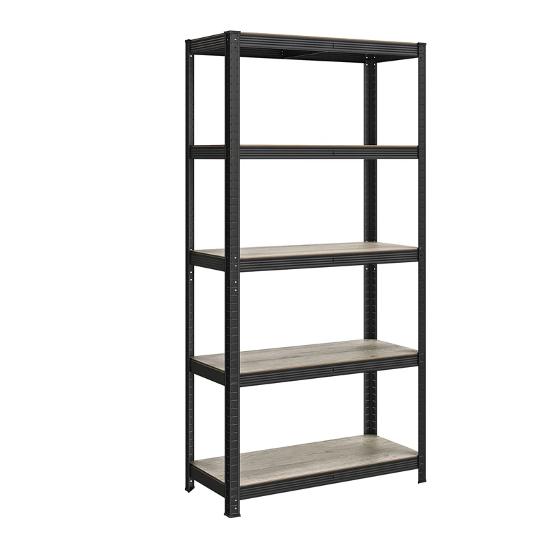 SONGMICS Shelving Unit, 40 x 90 x 180 cm, 875 kg Load Capacity (175 kg per Shelf), Industrial, Adjustable Storage Shelves, for Living Room, Kitchen, Garage, Greige and Black GLR040B21