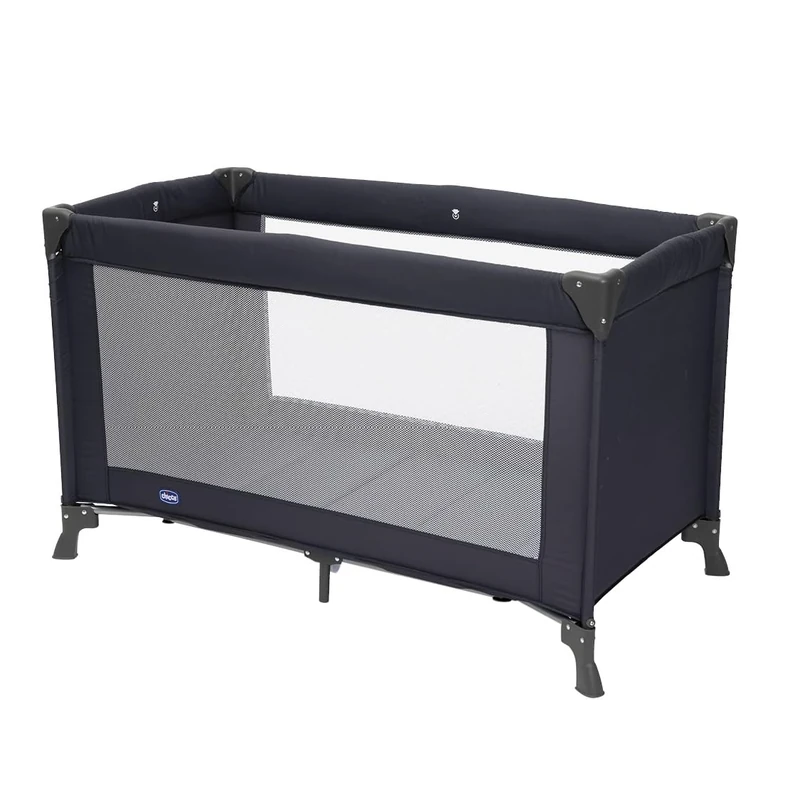 Chicco Good Night Travel Cot for Baby and Toddler from Birth up to 15kg, Foldable and Compact Travel Cot with Mesh Window and Travel Bag, Blue