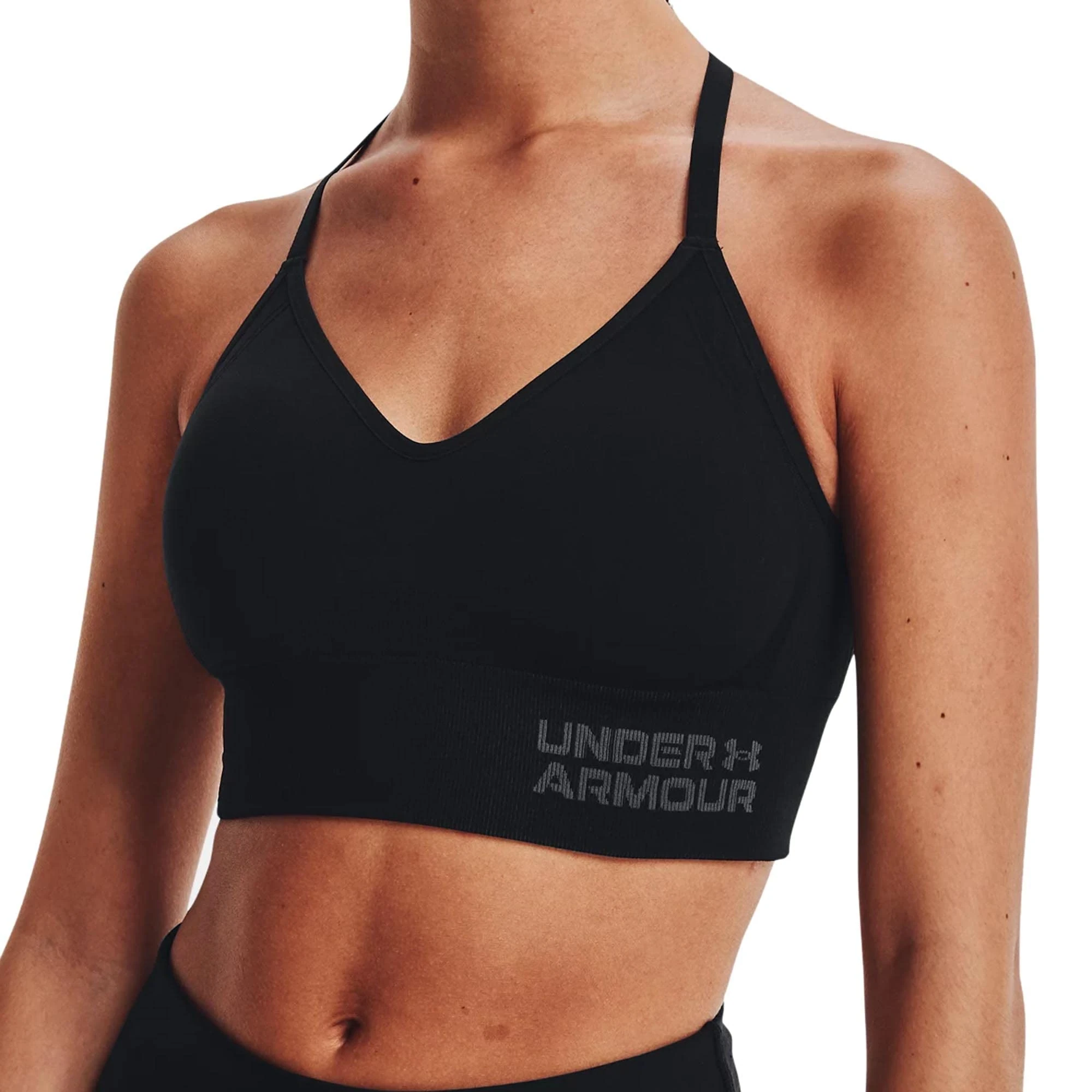 Under Armour Women's Seamless Low Sports Bra (as1, Alpha, l, Regular, Regular, Black/Pitch Grey)