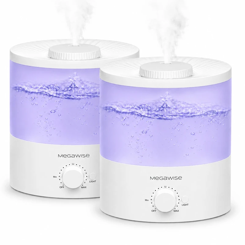 H1-XIT 2 Pack of 2L Cool Mist Humidifier, Top Refill, Nano Fine Mist Out Put, No Leakage for baby, bedroom, living room - Image 1