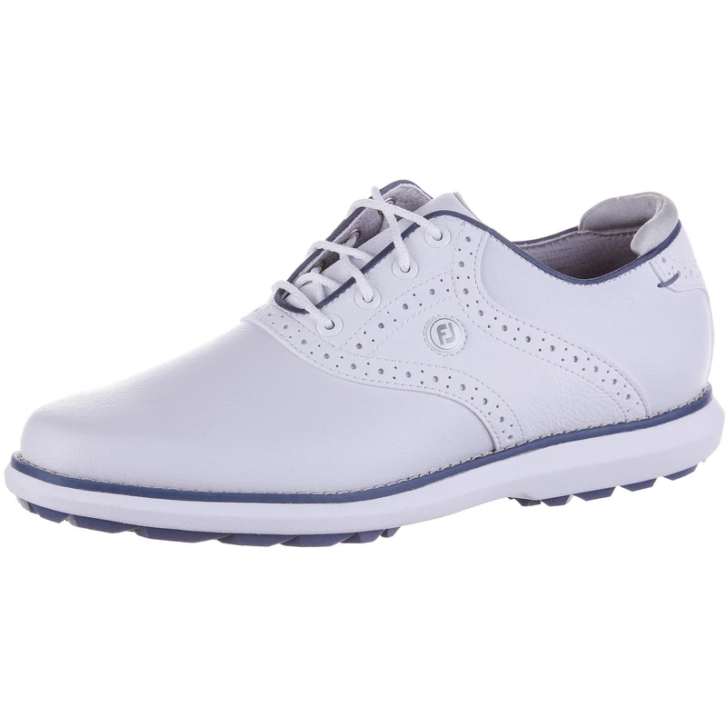 Footjoy Women's Traditions Lady Golf Shoe, White, Blue, Grey, 7.5 UK