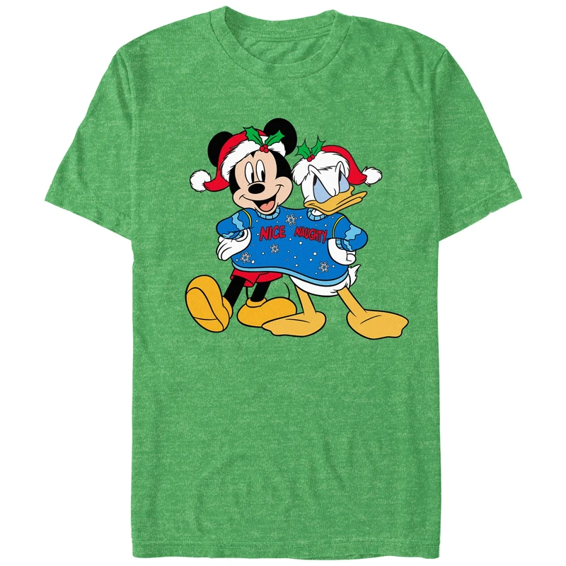 Disney Men's Mickey and Donald Christmas T-Shirt, Kel HTR, Medium - Image 1