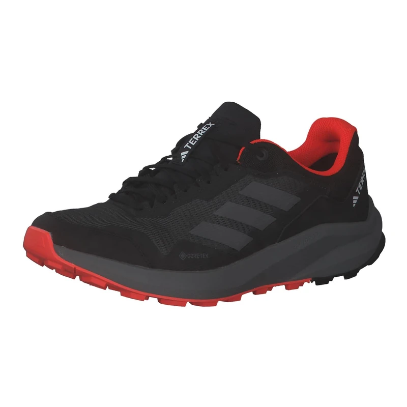 adidas Men's Terrex Trailrider GTX Shoes - Low (Non Football), Core Black Grey Four Solar Red, 7.5 UK